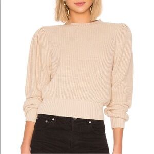 Frame Cropped Crew Sweater Knit Cotton Blend Oatmeal Cream Tan Size Small